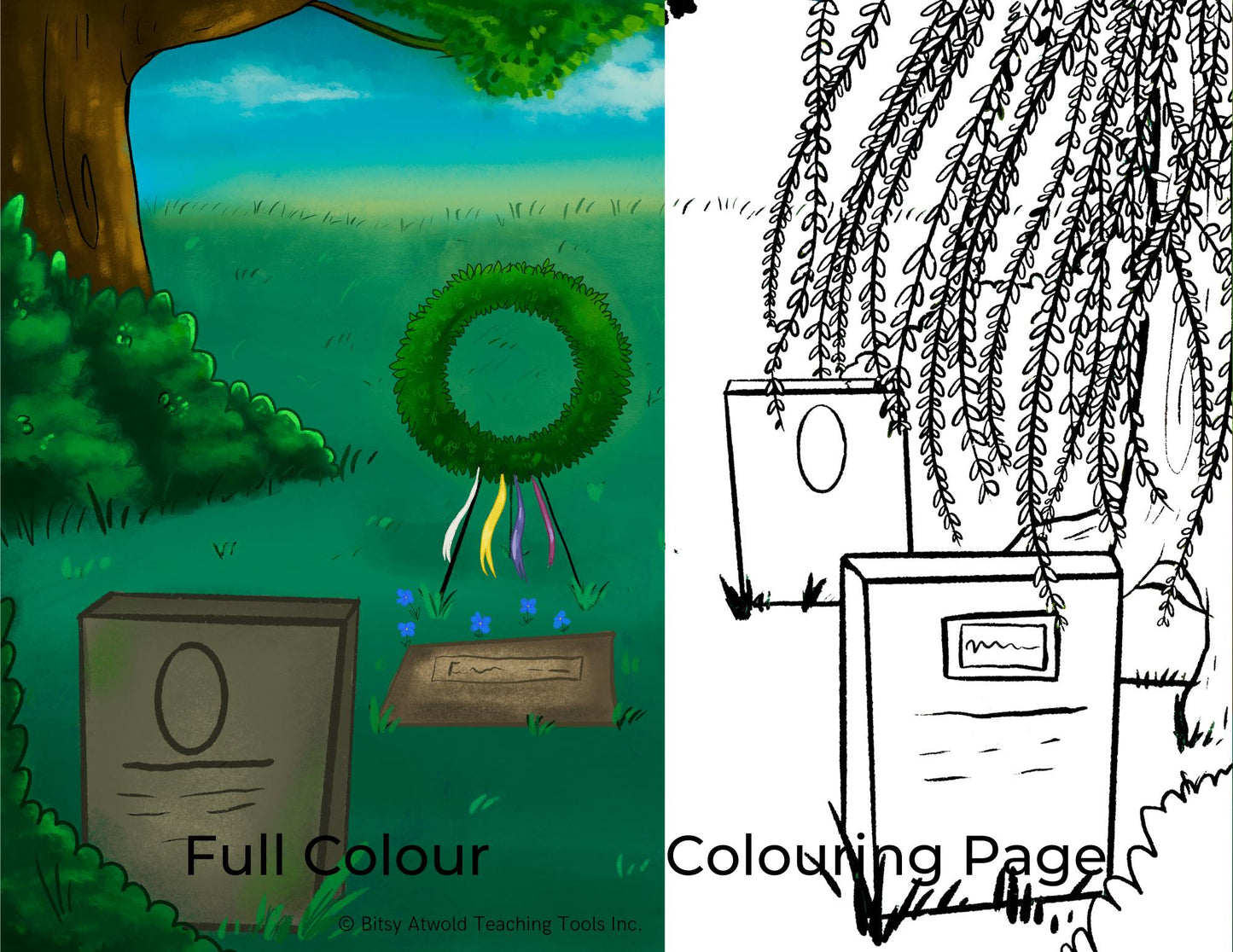 Background & Coloring Sheet - Funerals and Grief