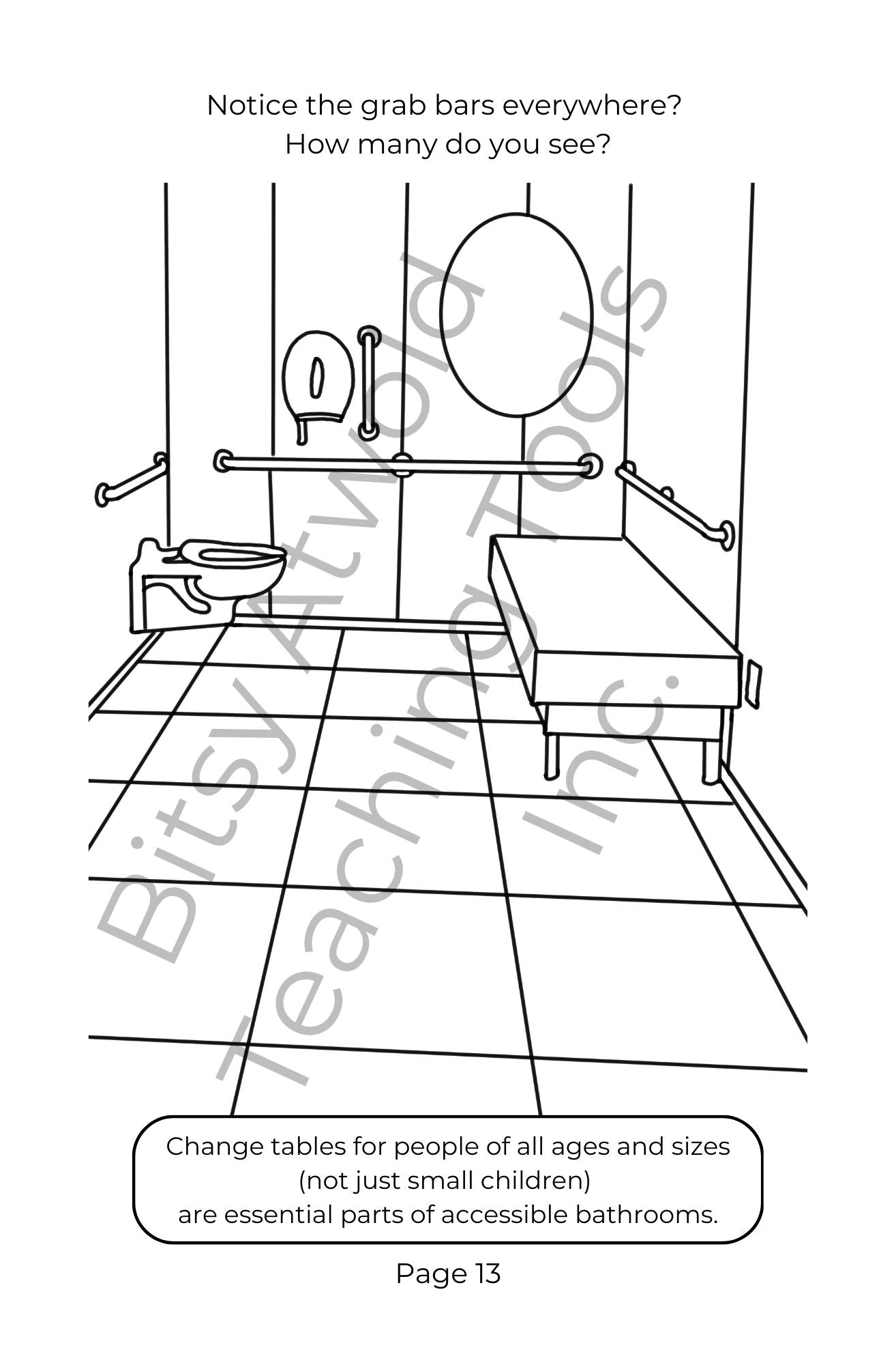 A Bitsy Book: Mobility Aids & Accessible Spaces (a colouring & sticker activity)