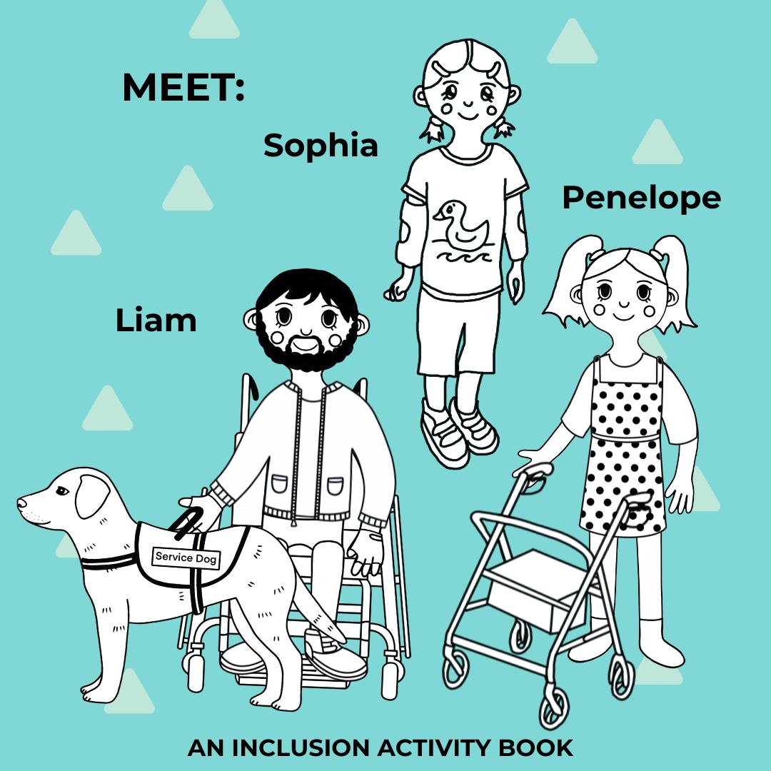 A Bitsy Book: Mobility Aids & Accessible Spaces (a colouring & sticker activity)