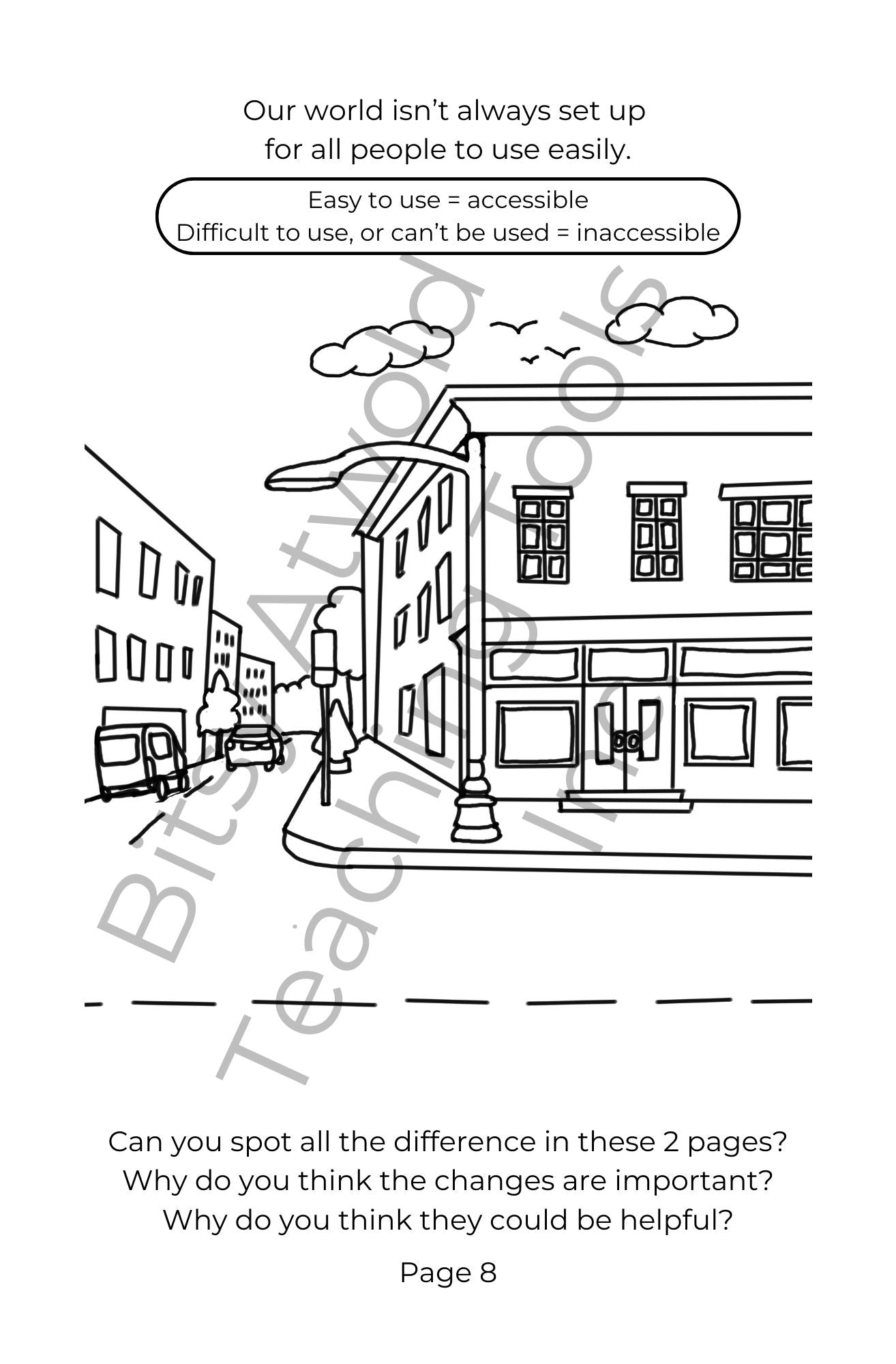 A Bitsy Book: Mobility Aids & Accessible Spaces (a colouring & sticker activity)